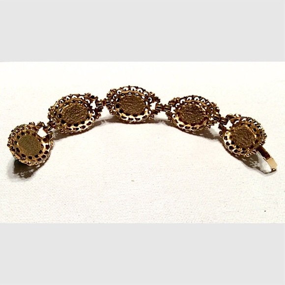 60’s Chunky Faux Gemstone Link Bracelet Vintage - Picture 6 of 7